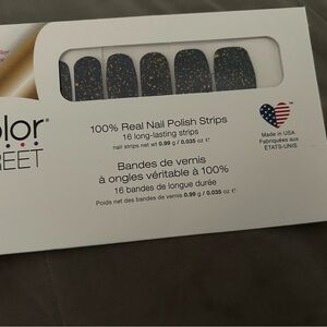 Color Street navy strips with multi glitter. Deep water Opal